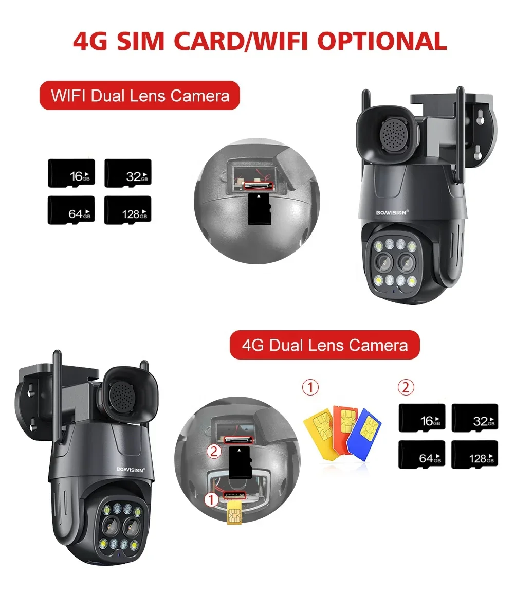 2.8mm-8mm Lens Wifi IP Security Camera Outdoor AI Human Tracking CCTV Camera 4G Video Surveillance 2 Way Audio With Loudspeaker