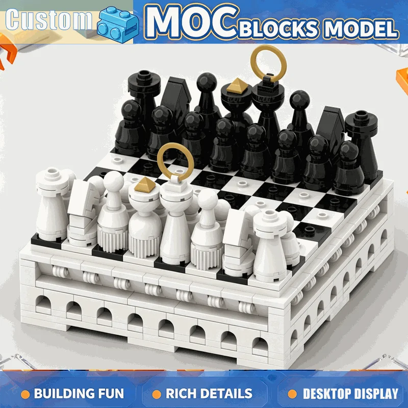 587PCS Mini Chess Set Classic Board Game Model Custom Puzzle DIY Creative Assembly Building Blocks Educational Gift Collection