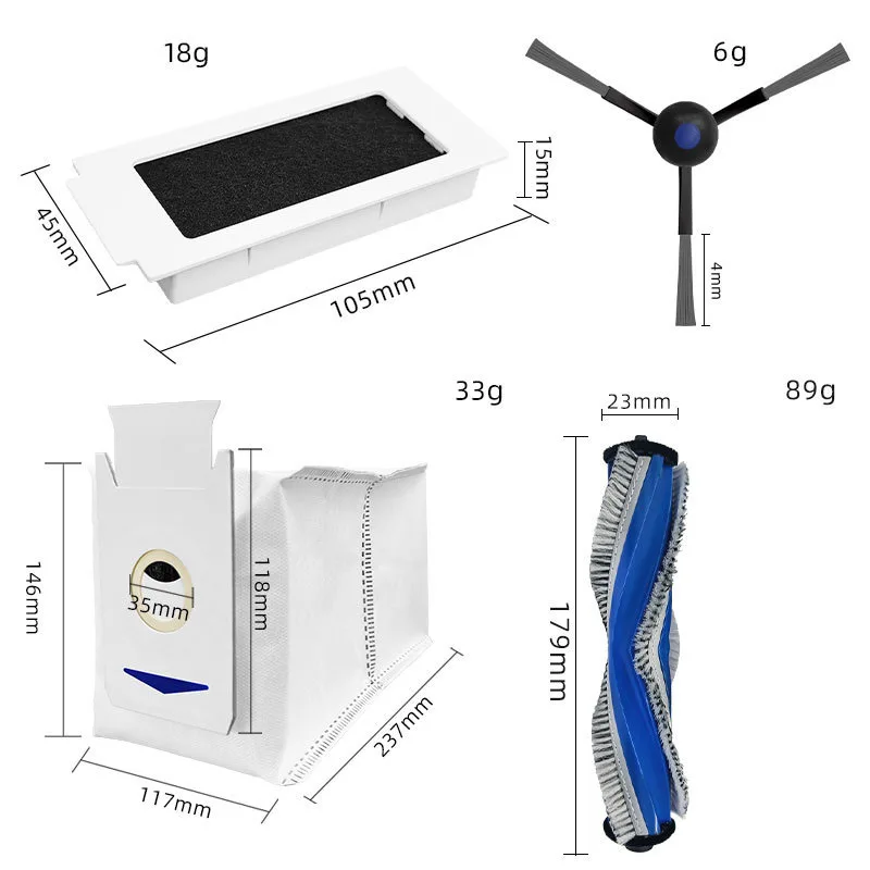For Ecovacs T30 Pro Omni / T30 OMNI/YEEDI M12 ULTRA PLUS / M12 Pro+ Parts Main Roller Side Brush Filter Dust Bag Mop Cloth