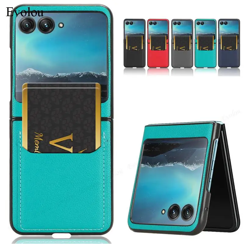 Luxury PU Leather Card Slots Stand Case For Motorola Moto Razr 40 Ultra PC Hard Shockproof Cover For Moto Razr 40 Ultra XT2321-1