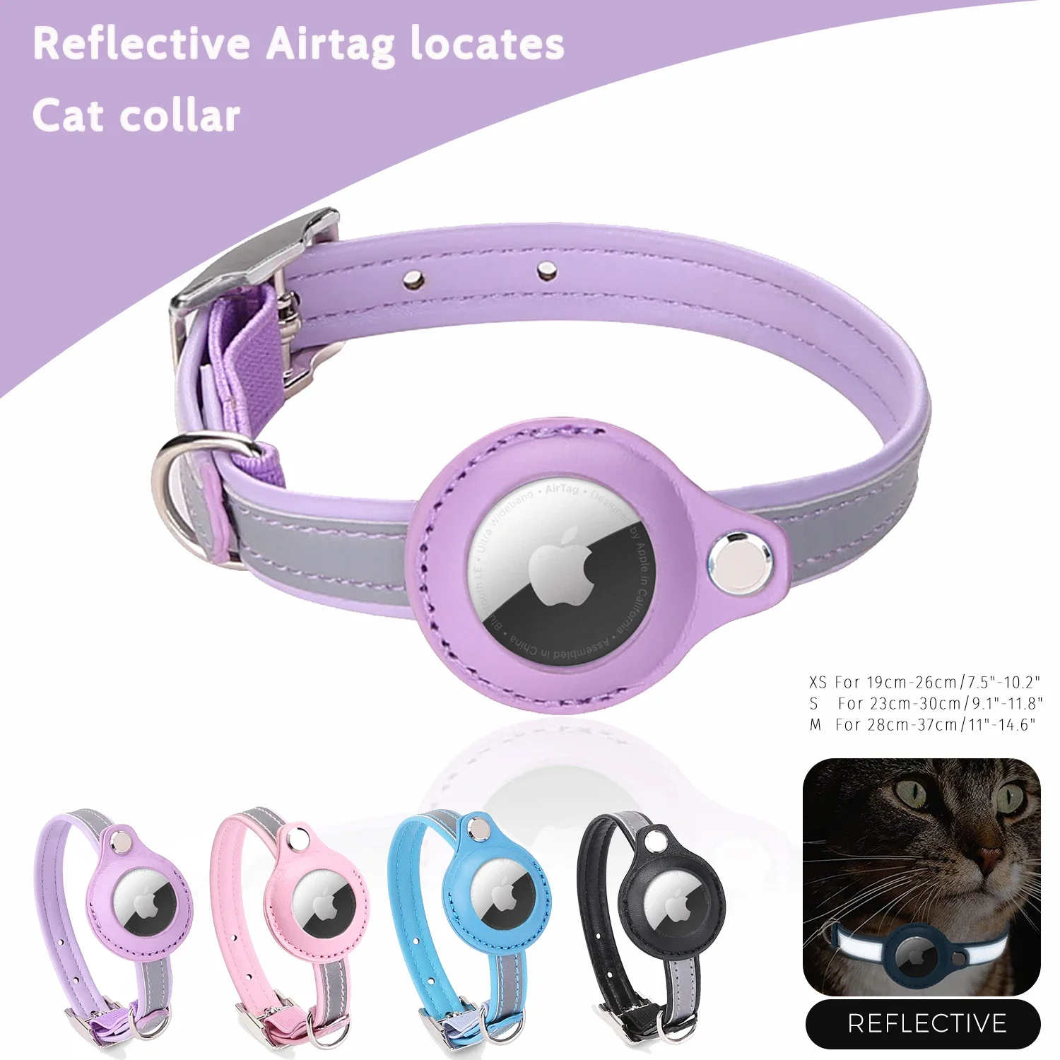 Étui Airtag pour collier de chat avec étui de protection, anti-perte, localisateur, traqueur, casting d'accessoires, colliers de la présidence pour chats et chiens