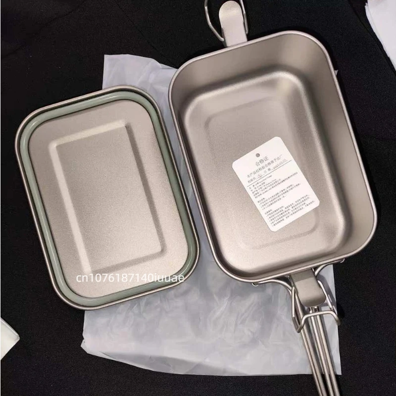 

Уличный ланч-бокс из титанового сплава с крышкой и ручкой, герметичный контейнер для ланча, сверхлегкая посуда для кемпинга на открытом воздухе