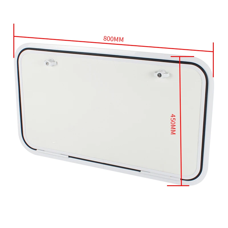 TYTXRV 800*450mm RV Luggage Door with Lock White Frame Aluminum Alloy Rounded Corner Storage Hatch Door for RV Camper Trailer