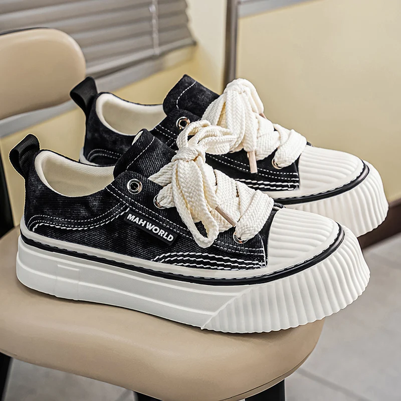 Summer Men's Canvas Shoes Platform Breathable Skateboard Shoes For Men Casual Sneakers Comfortable  Non-slipVulcanized Shoes Man