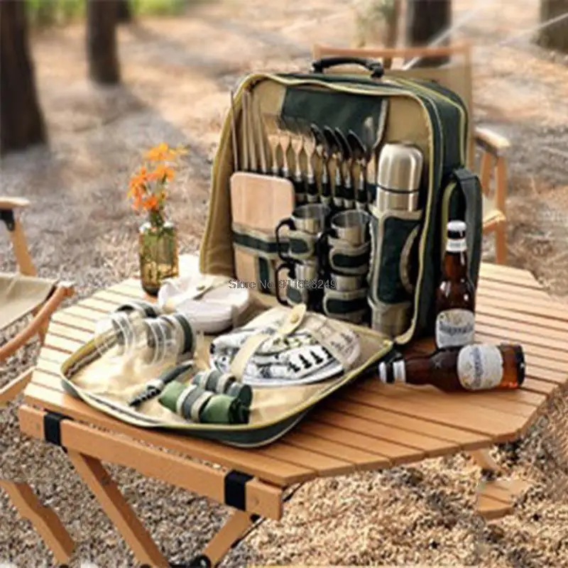 Luxury Four Picnic Bag Outdoor Equipment Four People Multi-function Cutlery Set Keep Temperature Package Food Grade Insulation