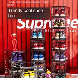 Transparent shoe box magnetic Aj sneaker storage box sneaker display cabinet dust-proof and moisture-proof shoe cabinet