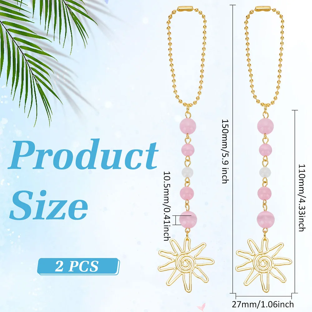2Pcs Sun Hanging Decor Dark Sea Green Sun Hanging Car Charm Rear View Mirror Accessories Cute Boho Accessories for Handmade