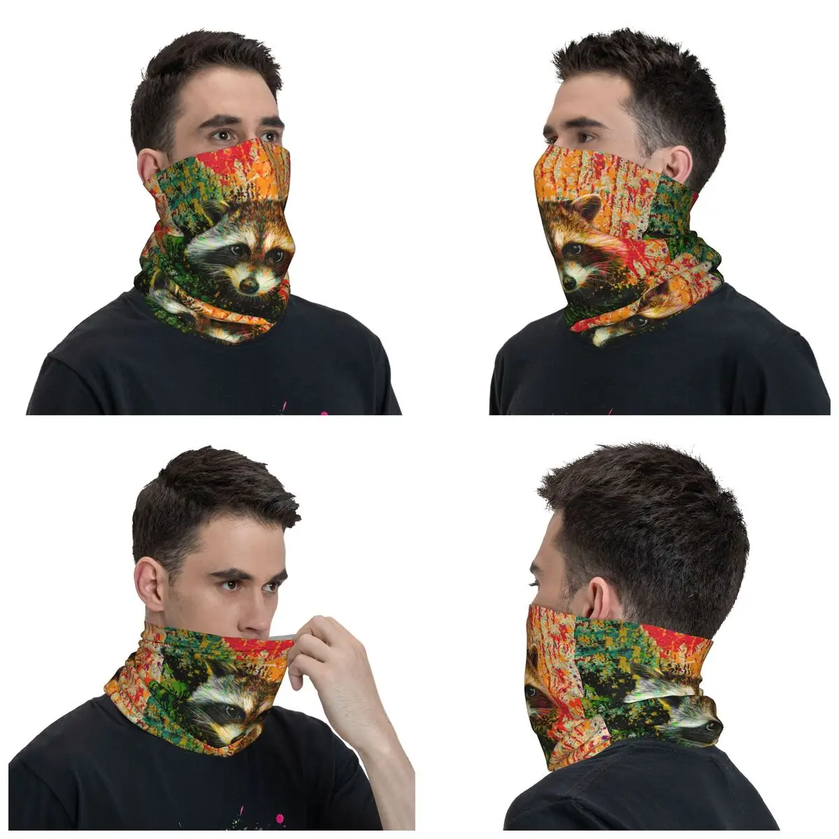 Custom Funny Raccoon Winter Headband Neck Warmer Women Men Hiking Camping Tube Scarf Face Bandana Gaiter