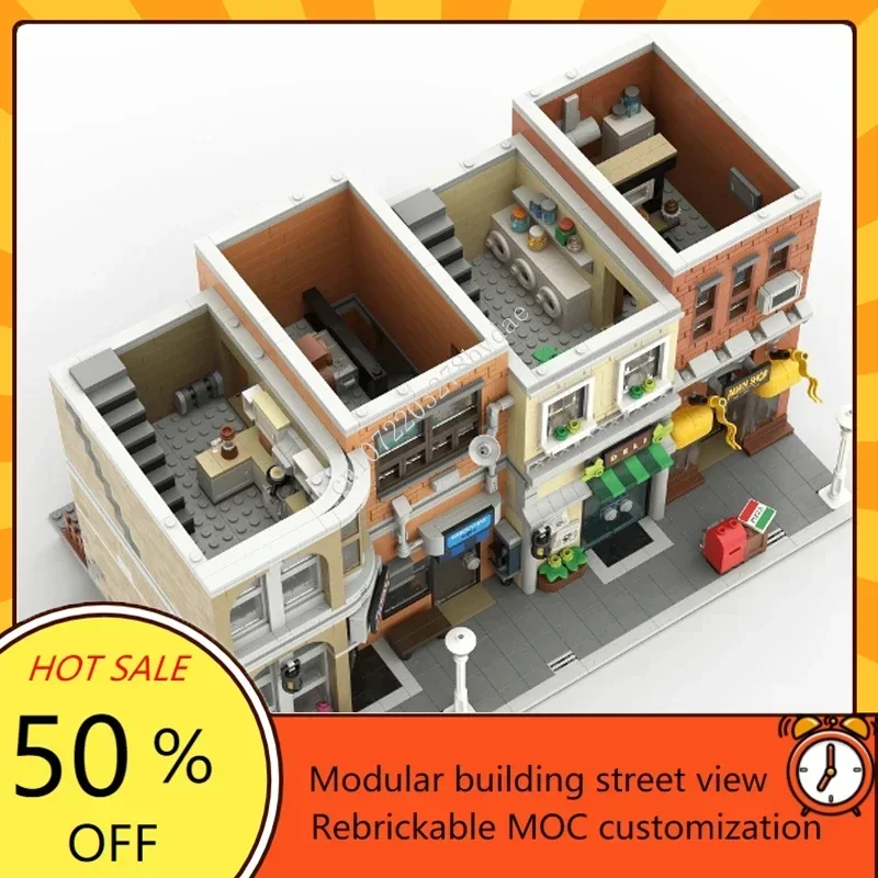 3858PCS Customized MOC Modular Apartments Street View Model Building Blocks Technology Bricks DIY Creative Assembly Toys Gifts