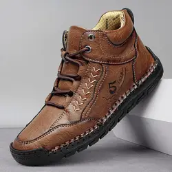 New Autumn Men's Boots 2024 Handmade Leather Men Ankle Boots Outdoor Design Sneakers Fashion Breathable Men's Casual Shoes