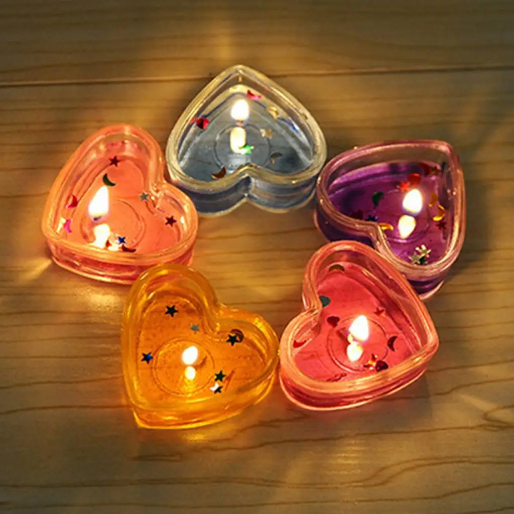 Transparent Heart Tealight Cups Candle Mold Holder Plastic Wax Container for Candle Making Supplies for Events and Holiday Use