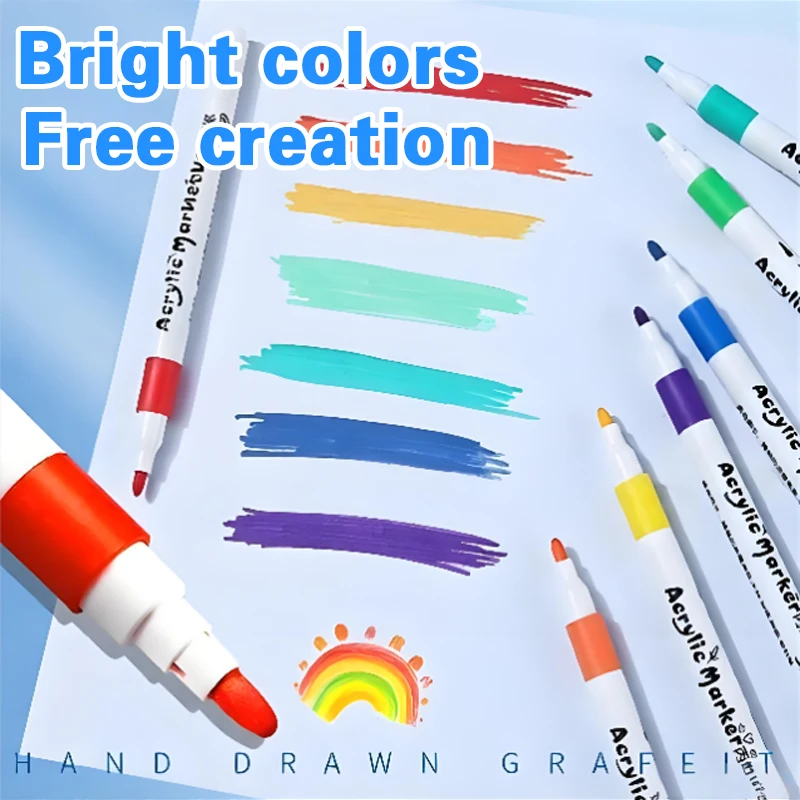 12-48 Colors Acrylic Paint Art Marker Pen For Card Ceramic Stone Mug Glass Fabric Clothes Shoes DIY Hand Drawn Painting Drawing