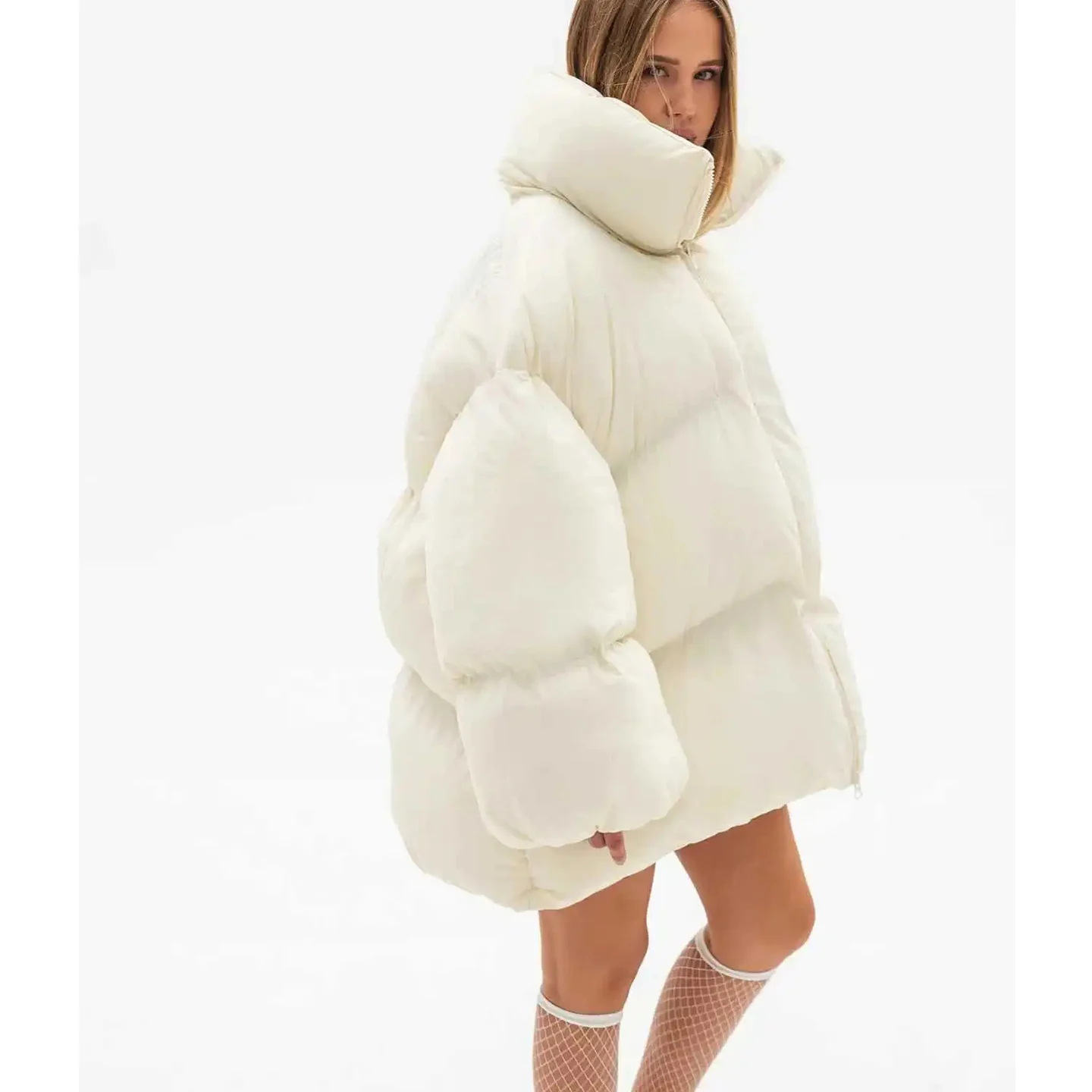 Invierno nuevo Casual Sle suelta ajuste cremallera Stand Collar largo Sve longitud media algodón Jaet prendas de vestir exteriores de mujer viaje Faion