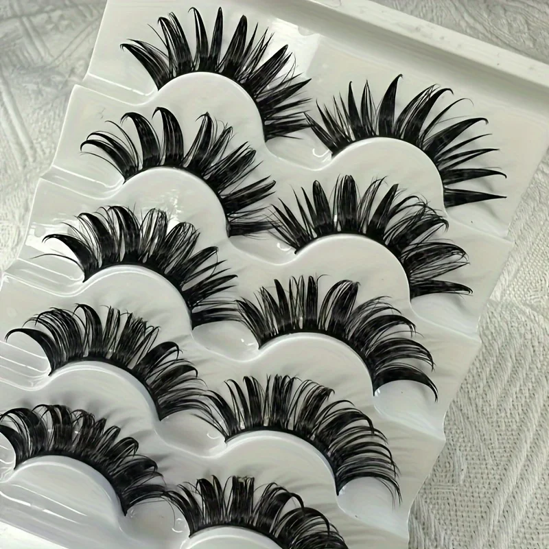 5 pairs of manga eyelashes, Japanese role-playing, spiky eyelashes, 16MM thick artificial mink doll eyelash extension set