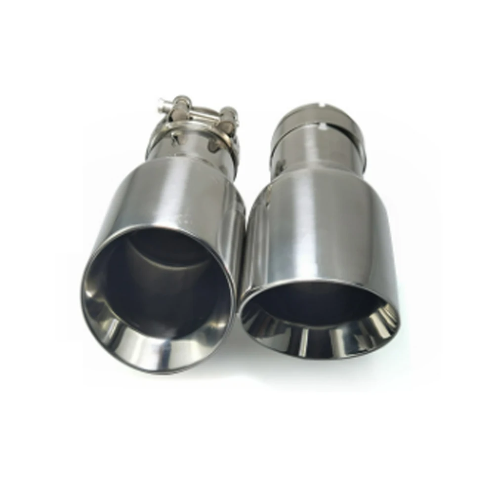 1Pcs Car Exhaust Tail Pipe Bright Stainless Steel Straight Welding Bevel Edge Shinny Muffler Tip