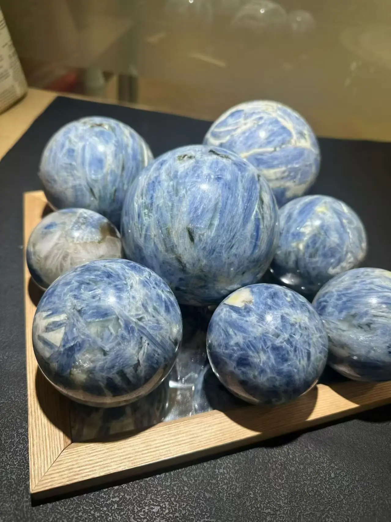 Natural Kyanite Balls, Quartz Crystal Blue Mineral Polishing Balls, Mineral Spiritual Healing