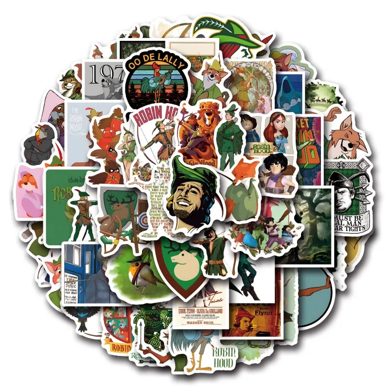 55 stks Robin Hood Cartoon Graffiti Stickers Decals Koffer Laptop Computer Gitaar Decoratie DIY Kids Klassiekers Speelgoed