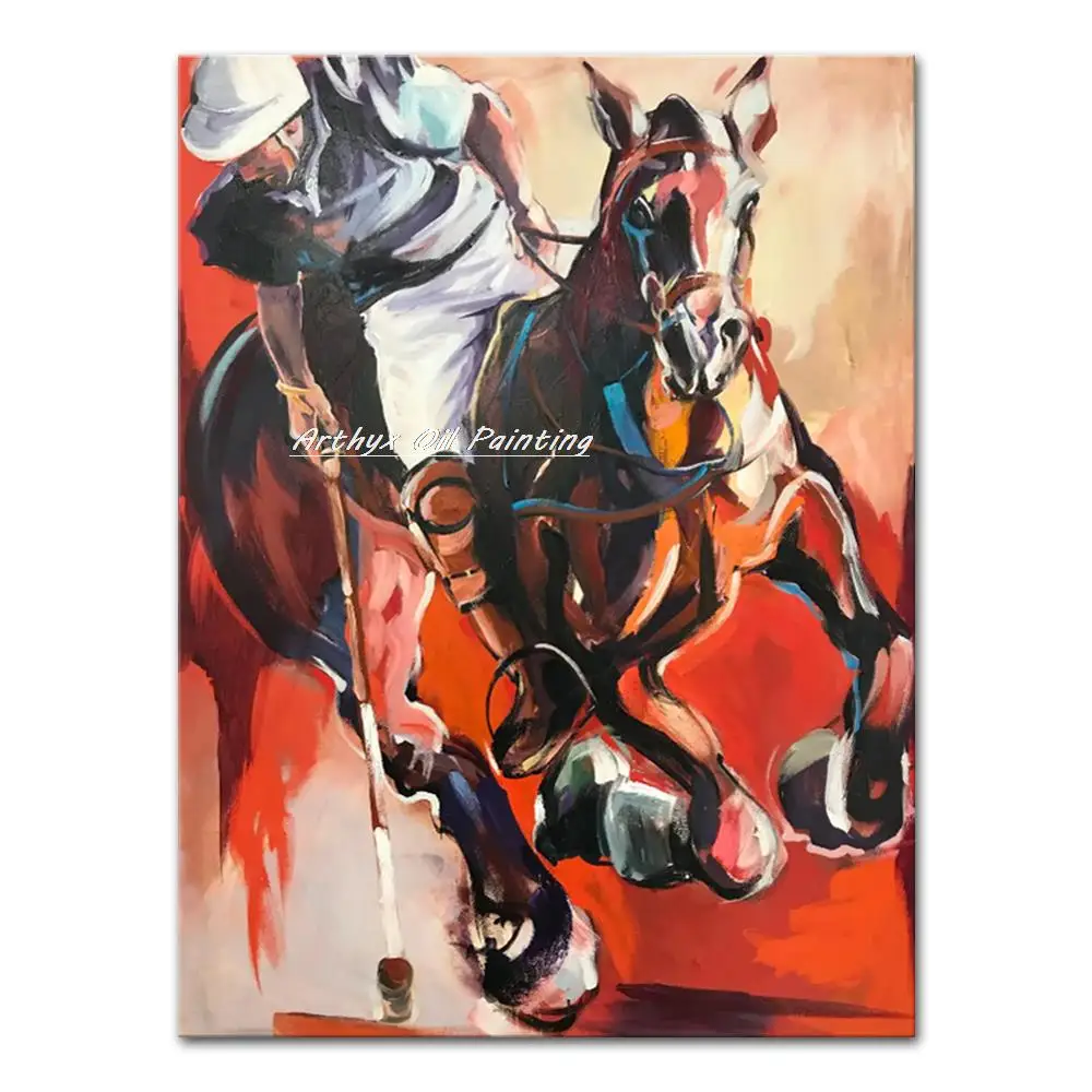 Arthyx Abstract Wall Art Hand Made Horse Oil Painting On Canvas,Athletes Picture Big Size Modern Home Decoration For Living Room