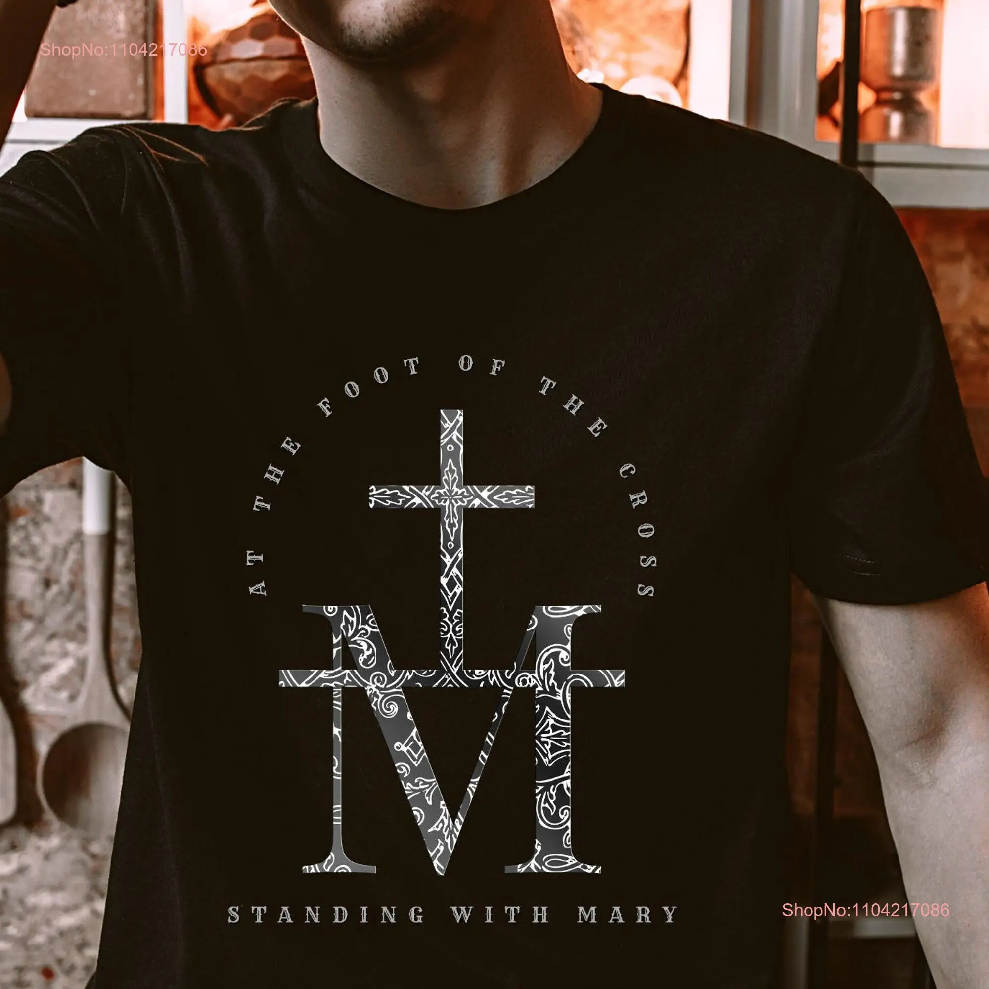 Standing with Mary at the foot of Cross Marian Symbol T shirt devotion Blessed Virgin Catholic for Men