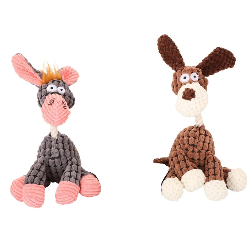 Pet Toys, Donkey-Shaped Corduroy Chew Toys, Plush Teething Dog Toys, Pet Training Dog Accessories