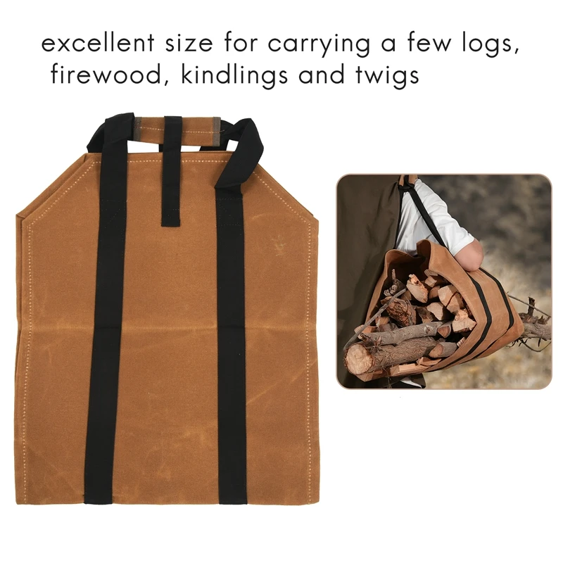 Top!-Fireplace Carrier Waxed Firewood Canvas Log Carrier Tote Bag Outdoor Log Tote Large Wood Carrying Bag With Handles