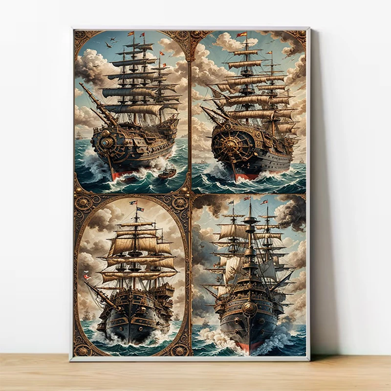 Mapa Antiguo Pirata ملصق جدار الملصقات غرفة ديكور رجل مقاوم للماء قماش هدية الفن جدارية صورة الزخرفية مجردة اللوحة #1