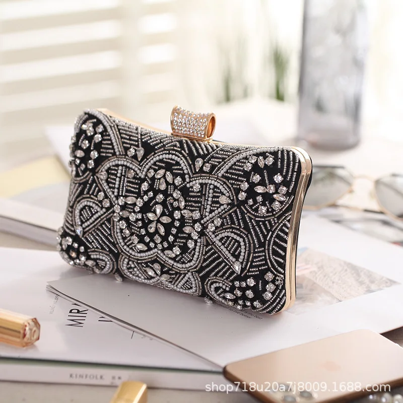 

Diamond Small Square Bag Handmade Beaded Women's Fashion Party Banquet Cheongsam Dress Rhinestone Clutch Bag Carteras Para Mujer