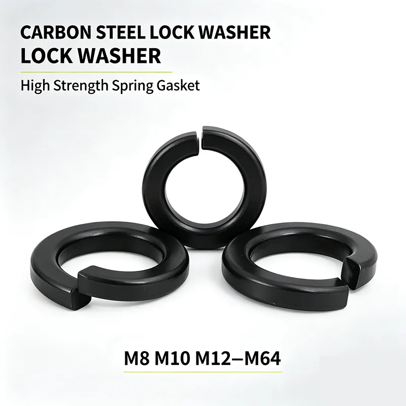 Heavy Duty Carbon Steel Split Lock Washers High Strength Elastic Spring Lock Gaskets M8-M64 Industrial Hardware