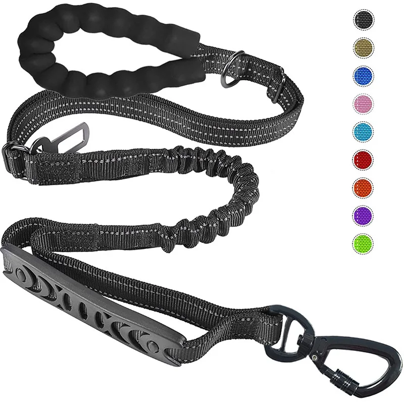 

Heavy Duty Dog Leash for Large Dogs Shock Absorbing Bungee Tactical Dog Leash with 2 Padded Handle Strong No Pull Dog Leash