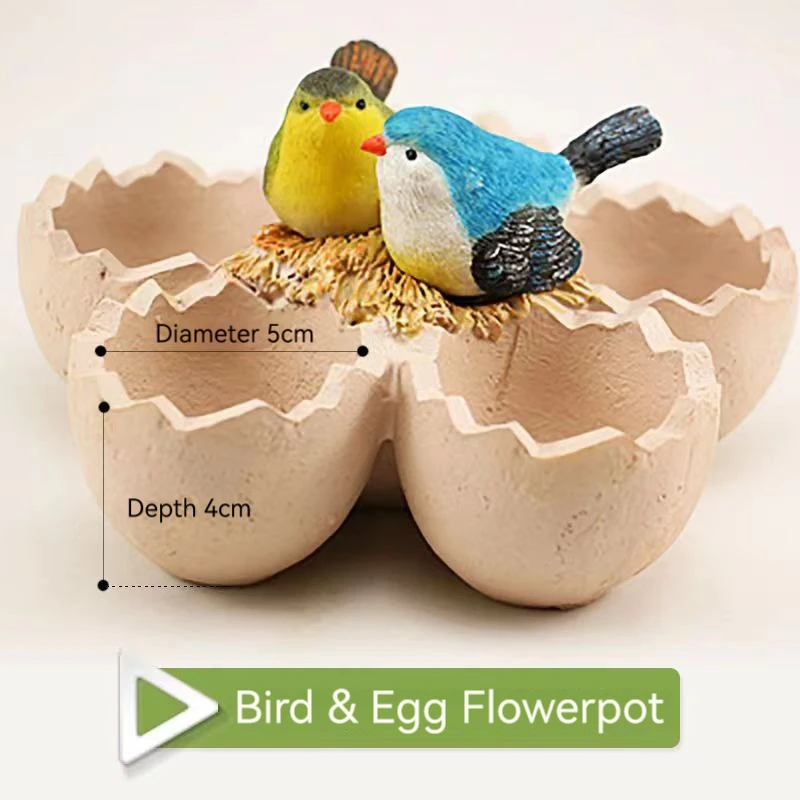 Creative Eggshell Flower Pot Chicken/Bird Nest Flowerpots 5 Egg House Succulent Planters Henhouse Planter Decorative for Garden