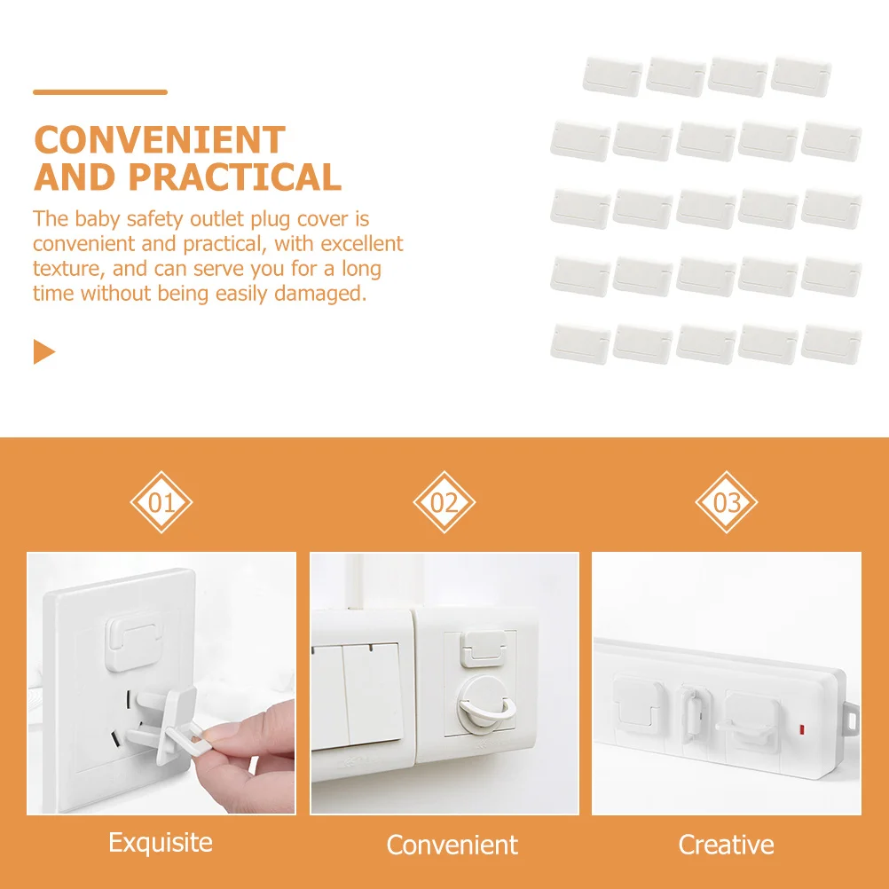

24Pcs Childproof Socket Cover Outlet Plug Covers Baby Safety Durable PP Material Smooth Edges No Burrs Protection