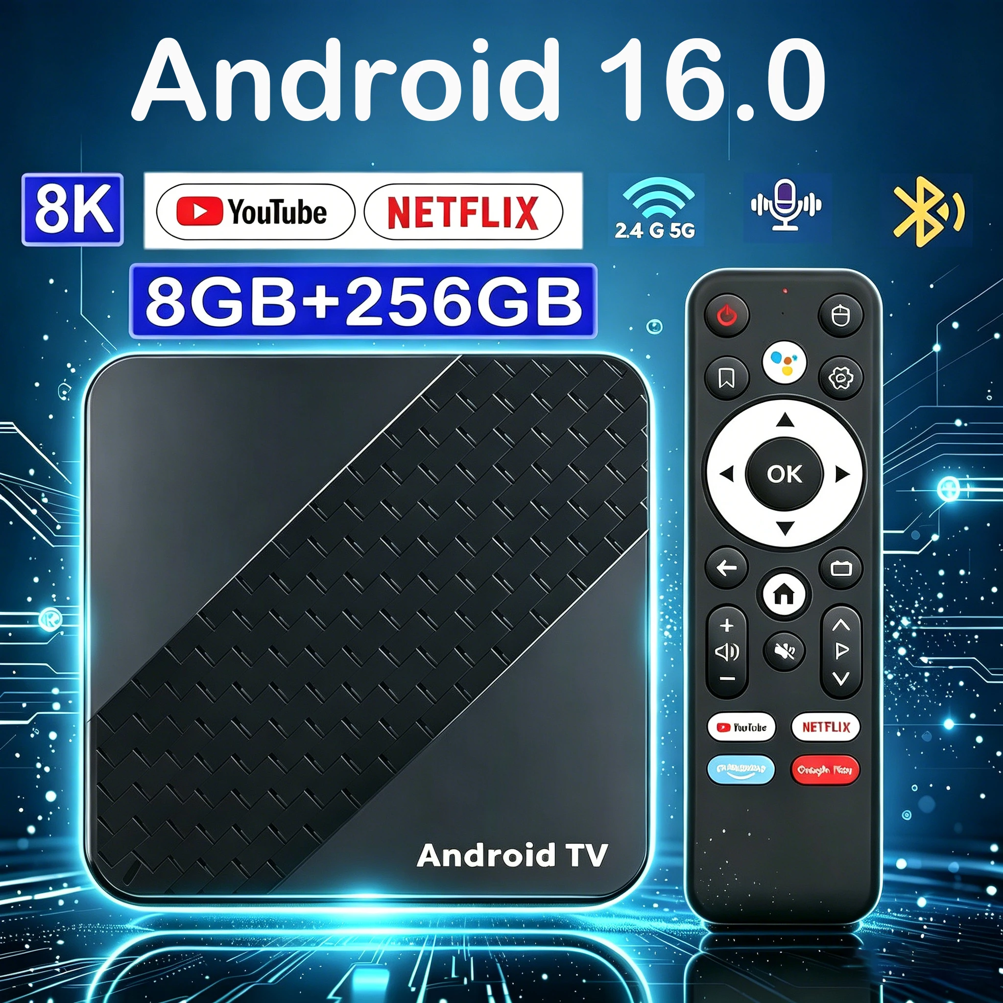 Android 16 Smart TV Box X10 RK3518 8GB+256GB 8K Ultra HD Media Player Bluetooth 6.0 Google Assistant Fast Streaming Set Top Box