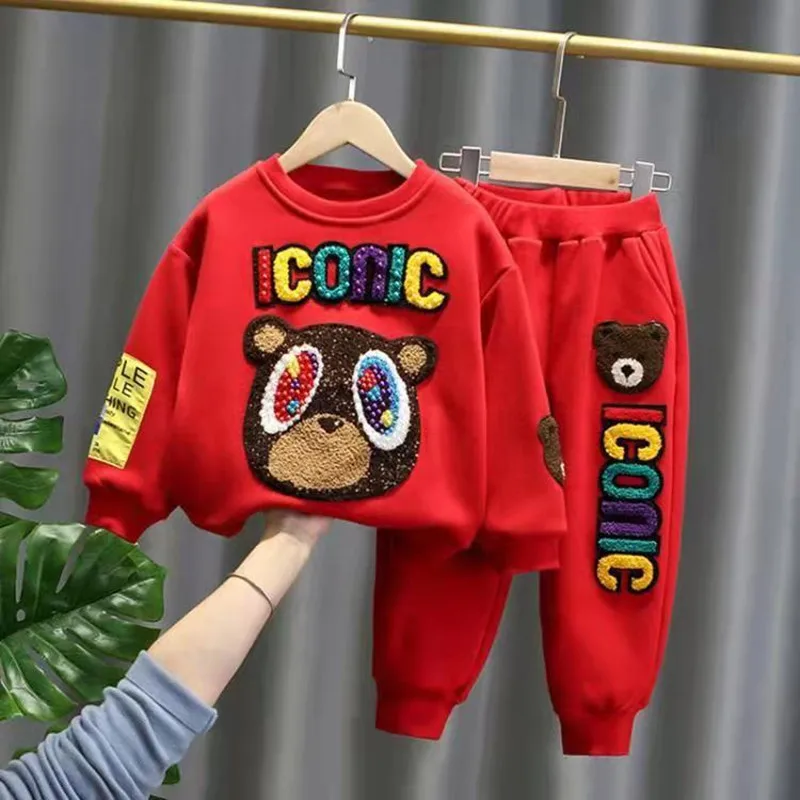 Children Clothes Set  Spring and Autumn New Kids Boy  Baby Cartoon  Sweater Pants 2pcs Boys And Girls Sports Clothing Suit