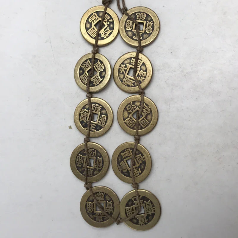 Replica, Knock off Antique Coin Qing Dynasty Five Emperors Copper Coins Decoration Qian Yongzheng Qianlong Copper Coin Ten Emper