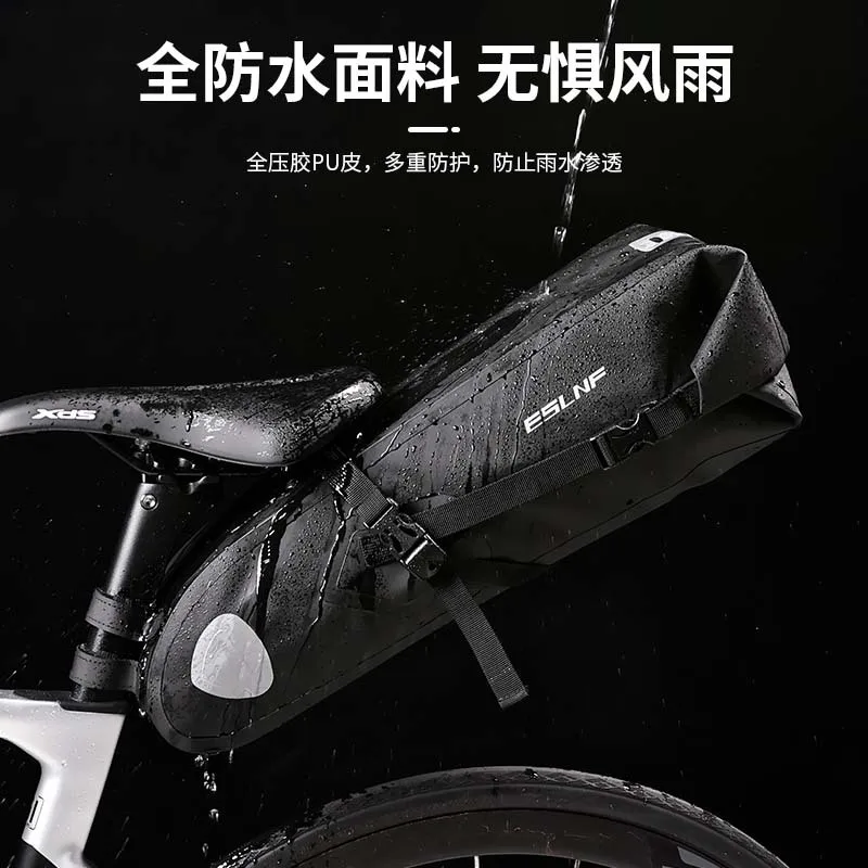 1PCS Bicycle Bag, Public Road Bike, Large Capacity Waterproof Bike Tail Bag, Outdoor Night Reflective Mountain Bike Riding Bag