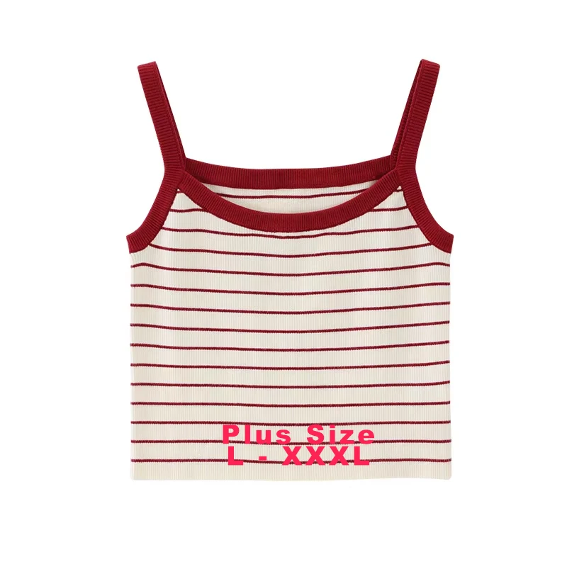 

ALXNAN плюс размер, красная полосатая вязаная майка, женская винтажная повседневная вязаная майка без рукавов, короткая облегающая женская майка D12316BX