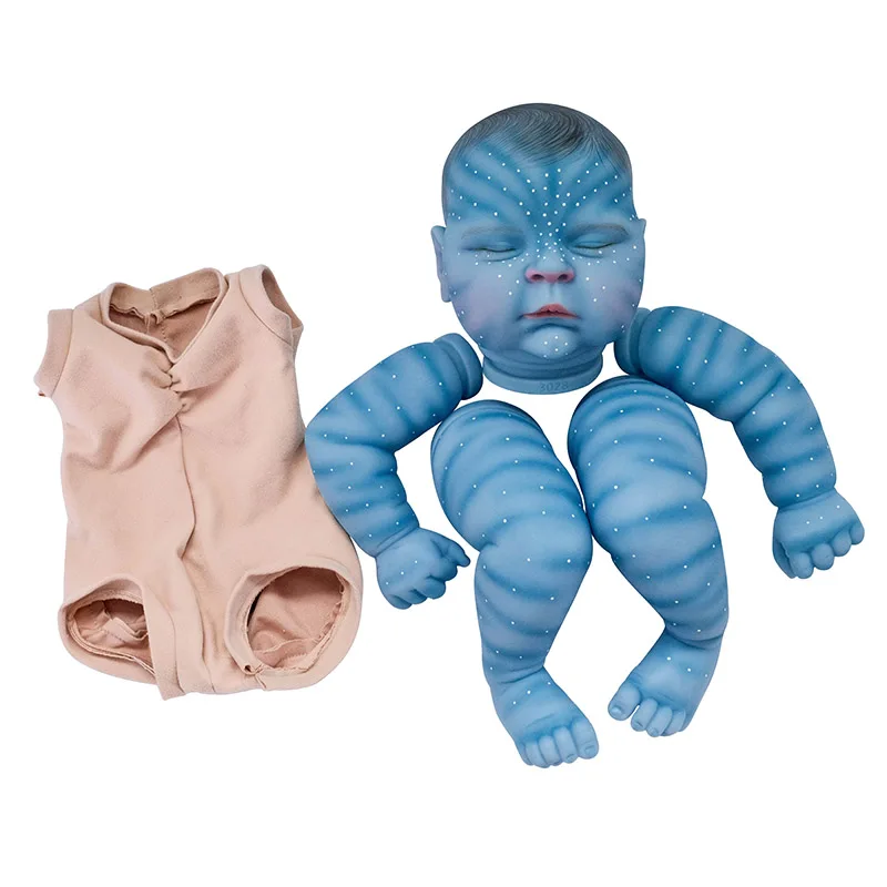19inch Reborn Doll Kit Peaches Avatar in Blue skin 3D Painted Skin with Visible Veins DIY Reborn Doll Parts muñecas Kit reborn