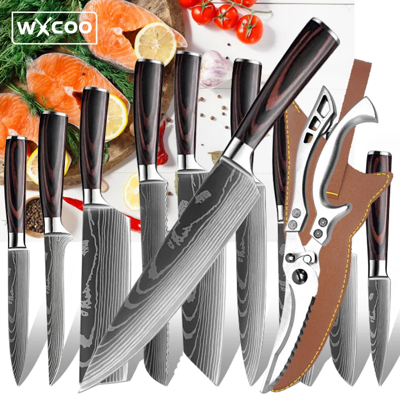 Japanese Kitchen Knives Santoku Slicing Utility Bread Knife Stainless Steel Meat Cleaver Vegetable Fruit Butcher Chef Knife