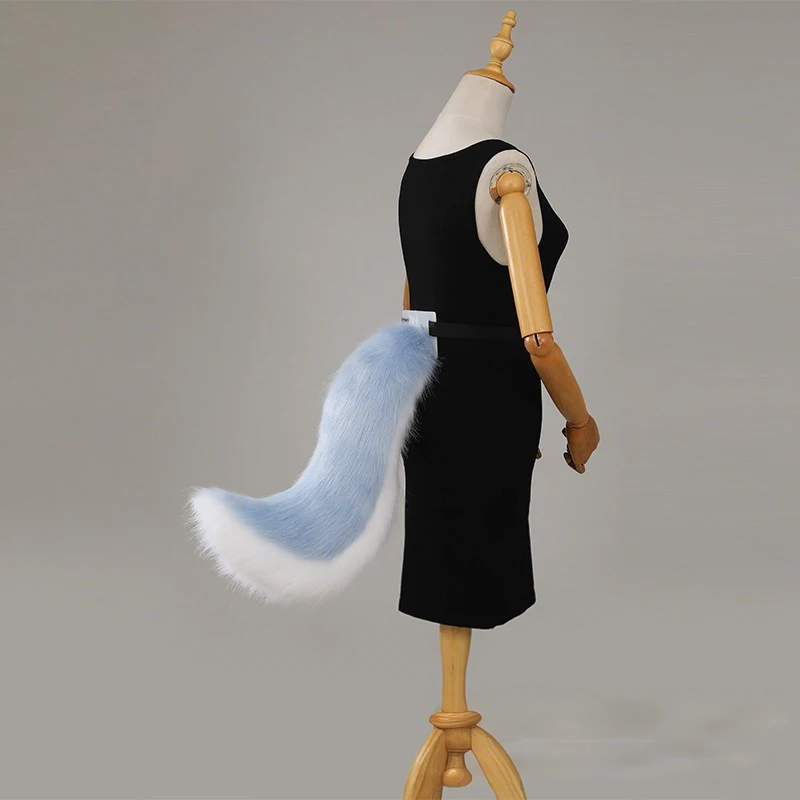 Queue de loup en fourrure faite à la main pour fille, accessoires de Cosplay en peluche, queue de chien en fausse fourrure, queue d'animal Lolita Cos, fête d'halloween, jeu de rôle pour enfants