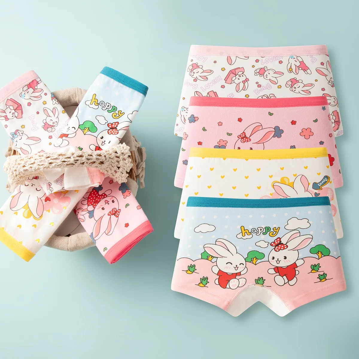 

Girls Cotton Soft Underwear Children's Panties Cute Pretty Cartoon Underwear 4 Pieces/lot Design Girls Kids Boxer Breathable