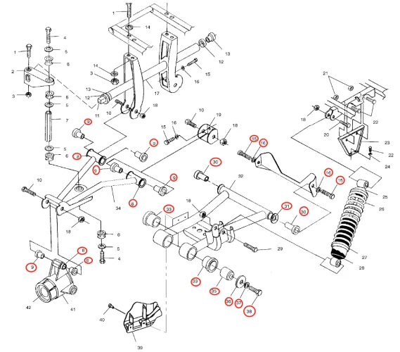 MATI-Kit traseiro de eixos de buchas de braço esquerdo e direito para Polaris Sportsman, 500, 800, 2003-2010, 400, 450, 600, 700, 2003-2007