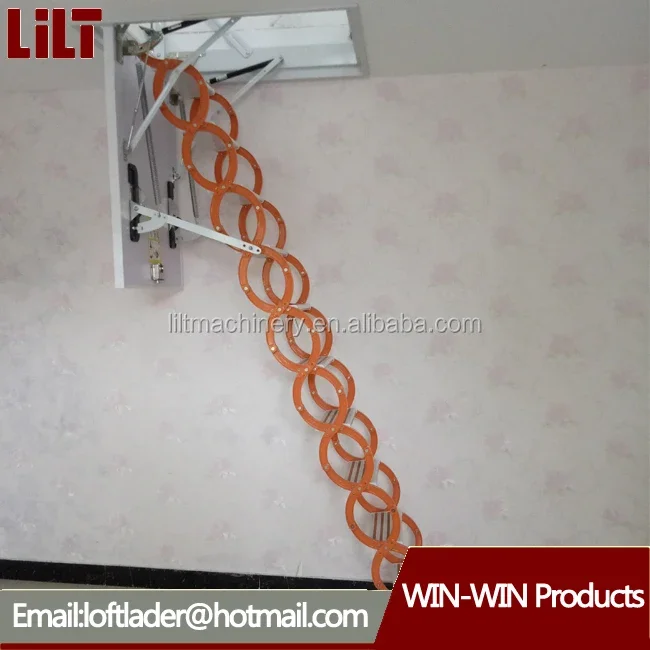 Standard steel retractable automatic telescopic attic ladders/remote control ladder/ladder with handrail