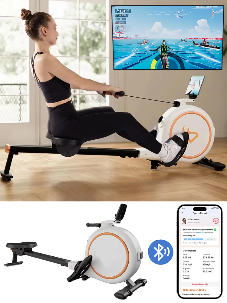Thuis Roeimachine 32 Niveau Verstelbare Weerstand 300LBS Trainer Rij Machine LED Monitor Tablet Houder Bluetooth Fitness Machine - afbeelding 2
