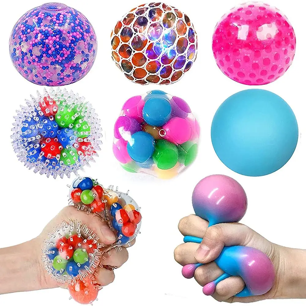 Creative Stress Relief Balls Colorful Squeeze Ball Water Bead Decompression Fidget Toy for Kids Adults Anxiety Autism ADHD