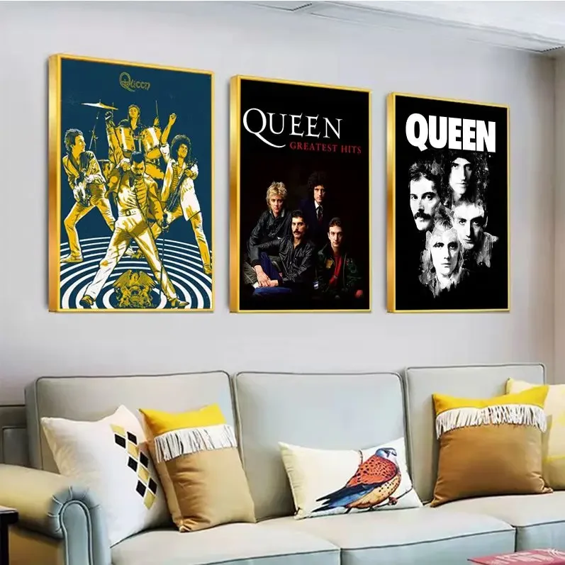 

Queen Band Music Self-adhesive Art Poster Fancy Wall Sticker For Living Room Bar Decoration Stickers Wall Painting