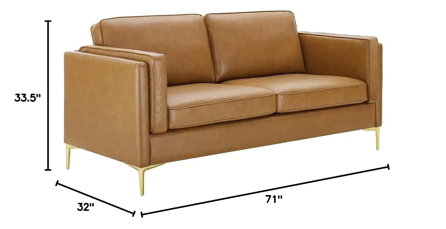 Vegan Leather Sofa 71 Inch 3-Seater Modern Living Room Furniture 32x33.5 Inch, Customized