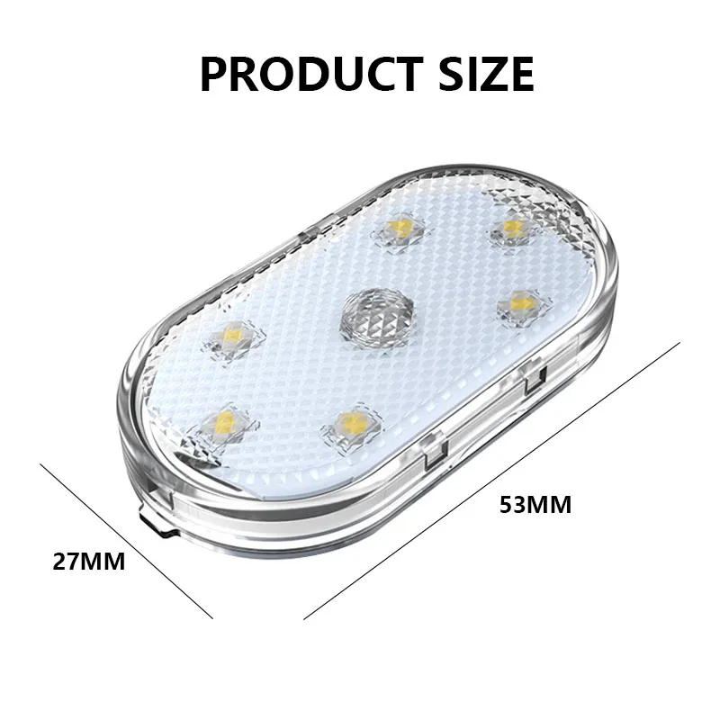 2/4Pcs Car Interior Atmosphere Lights Finger Touch Sensor Mini LED Reading Lamp USB Charging Auto Door Light Roof Ceiling Lamp