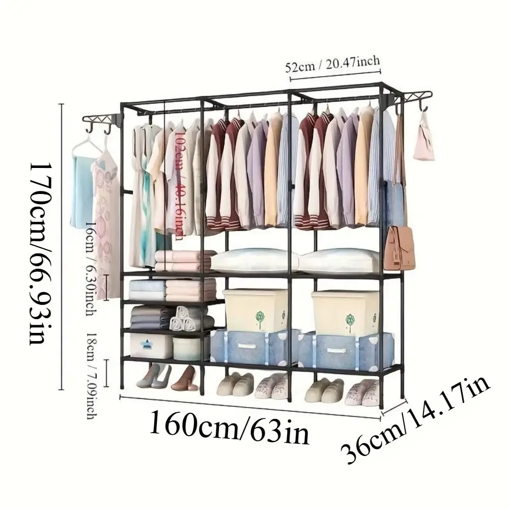 

Wooden Stereo Rack Self-Standing Wardrobe Wardrobe Rack, Storage Rack Clothes Rack Heavy Duty Clothes Rack for Hanging Clothes,