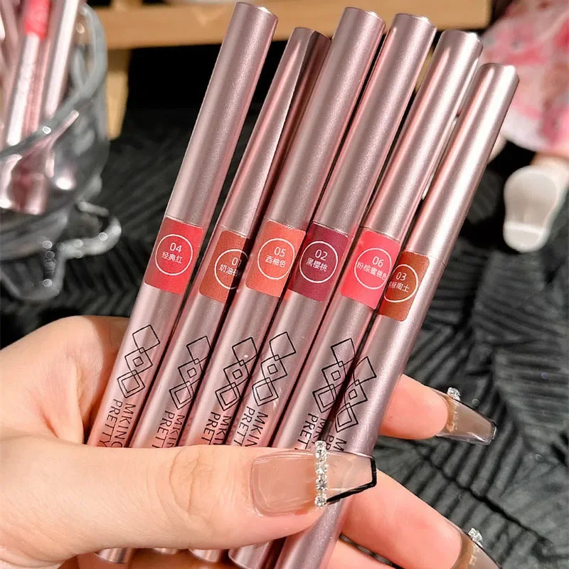 6 farben Rotierenden Lip Liner Lippenstift Stift Wasserdicht langlebig Matte Lip Contouring Lip Liner Bleistift Weibliche Make-Up Kosmetik