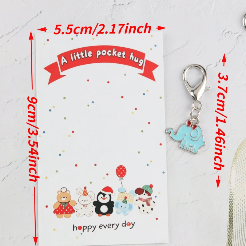 10pcs 2dCute Animal Series Elephant Keychain Set Comes with pocket-sized greeting card Actively support gifts Party decoration s